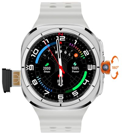 Smartwatch 5G da uomo e donna con display AMOLED da 1,6 pollici, GPS, cardiofrequenzimetro, batteria 1480 mAh, fotocamera girevole, quadranti multipli, Android 9.0