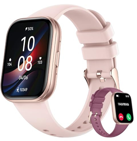 HXQHSTBG Montre Connectée Femme, 1,75 Légère Fitness Podomètre Smartwatch Connectee iOS/Android avec Appel Bluetooth/Cardio Surveillance/Sommeil Suivi, 120+ Modes Sportifs Étanche IP68, Rose