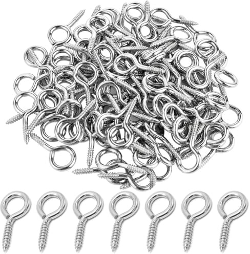 HAJXXMM 50PCS Bulloni a occhiello a vite, resistenti, viti a occhiello in acciaio inox per legno, grandi ganci antiruggine per amaca, per legare, sollevare e fissare cavi, facili da installare