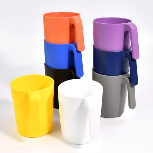 Vunanvu Gobelets En Plastique Avec Poignées En 8 Couleurs Set De 450 Ml Gobelets En Plastique Colorés Avec Poignées Gobelets De Camping Incassables