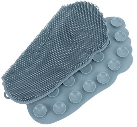 Luxshiny Tampon Nettoyant Pieds Et Brosse Dos En Silicone Gris, Antidérapant Ventouse, Exfoliation Douce Pour Peaux Sèches Et Humides, Massage Relaxation à Domicile