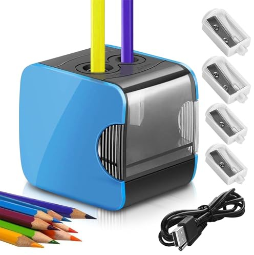VIBINHO Temperamatite Elettrico, Temperino Elettrico Alimentato a Batteria e Tramite USB, per Scuola, Ufficio