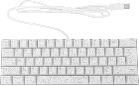 Luqeeg Clavier de Jeu RVB 61 Touches 60% Mécanique rétroéclairé RVB, 8 Touches Filaires, Conception Ergonomique, Anti-Image Fantôme, Haute Réponse pour Le Travail, Les études, Les Jeux (White)