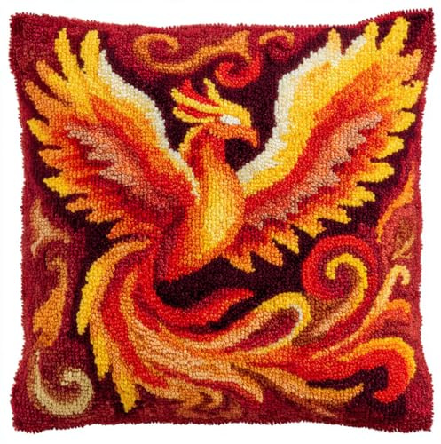 Taxpy Knüpfkissen-Set, Fantasy Phoenix knüpfkissen knüpfset, Knüpfsets, Kreuzstich Knüpfkissen, DIY Kissen Knüpfset Mit Anleitung, Stickset, Kissenbezug 43x43cm