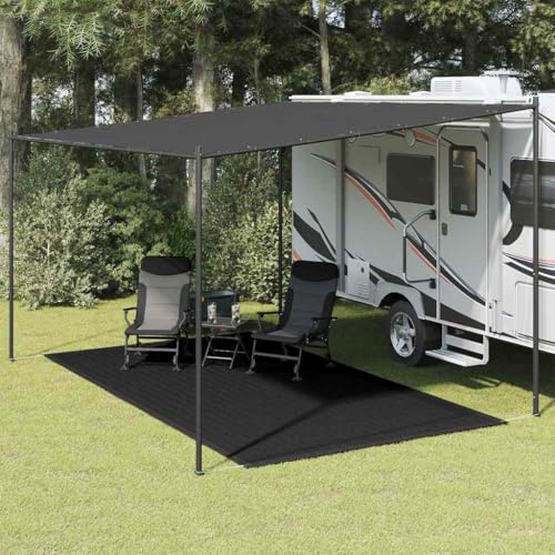 Zeltteppich 250x400 cm Schwarz aus hochdichtem Polyethylen, atmungsaktiv und wetterbeständig, ideal für Camping, Wohnwagen und Terrasse, Robustes Outdoor Zubehör
