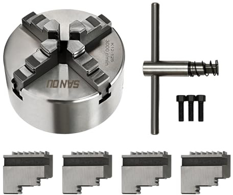 Mermajestic 4-backs roterande chuck, bakfoder, roterande chuck 125 mm, självcentrerande chuck, 0,07 mm centreringsnoggrannhet, 2,5–110 mm spännområde, inomhus-/utomhuskäksatser, för svarvmaskiner