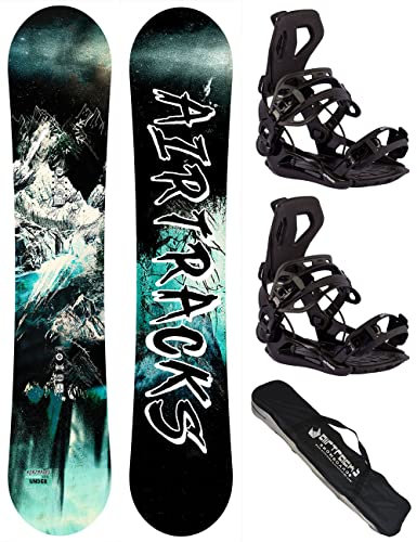 AIRTRACKS Snowboard Set/Pack/Planche Under Wide Zero Rocker 163 - Fixations Master XL - SB Bag