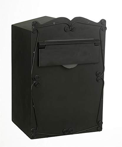 Stylish Mulrose Post Box Suitable for Gate Mounting - Rear Opening Lockable Access Door - Black with Gold Script