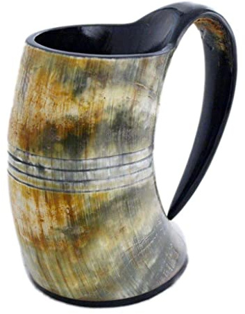 AnNafi® Genuine Viking Drinking Horn|Natural Handcrafted Horn Mugs for Beer Wine Mead Drinks| Game Of Thrones Collection|Tankard (Eternal,1) |Decorative Handmade Mugs