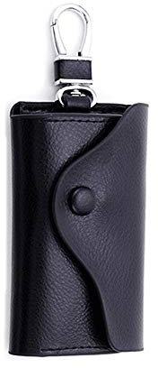 ZoneYan Portachiavi in pelle, portafoglio, custodia per portachiavi in pelle, con portachiavi auto, sei chiavi, colore: nero, Nero, S, Moderno (Nero)