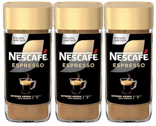 NESCAFÉ GOLD Typ Espresso, löslicher Instant-Espresso-Kaffee mit 100% feinen Arabica Kaffeebohnen, koffeinhaltig, mit samtiger Crema, 3er Pack (3x100g)
