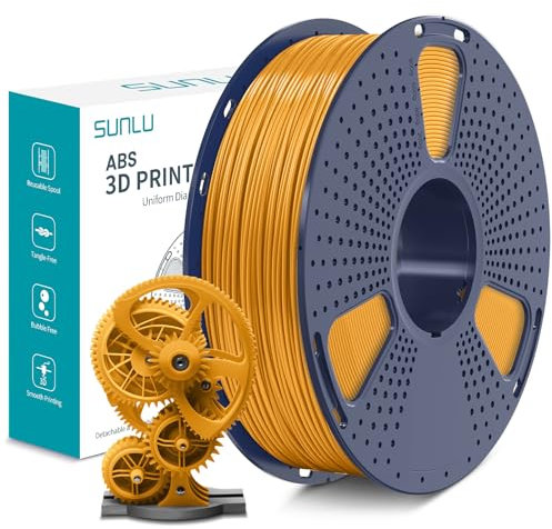 SUNLU ABS Filament 1.75 mm, Hoch Temperaturbeständiges 3D Drucker Filament, Hohe Festigkeit und Schlagfest, Langlebig 3D Druckfilament Für die Meisten FDM 3D Drucker, 1 kg Spule, Gold
