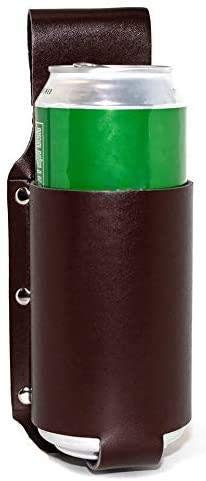 D'SHARK - Fondina classica per birra da esterno, in pelle, per bottiglia singola, colore: Marrone caffè