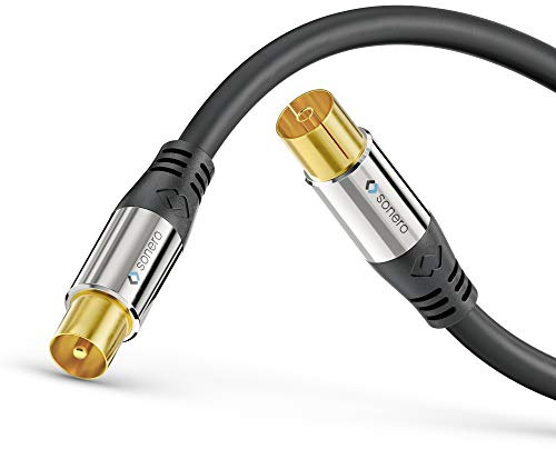 Sonero Antenna Cable SAT Cable Coaxial Cable Satellite Cable TV 1.00 m Double Shielded for HDTV, Receiver, Internet, Satelite, DAB, Radio, Black