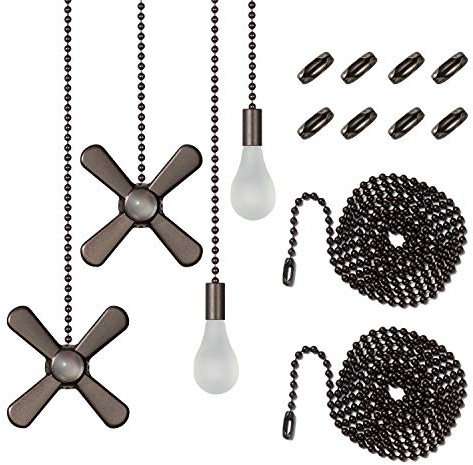 Ceiling Fan Pull Chain, Including 4Pcs Beaded Ball Fan Pull Chain Pendant, Extra 8Pcs Pull Loop Connectors, 2Pcs 36 inches Fan Pull Chain Extension. (Oil Rubbed Bronze)