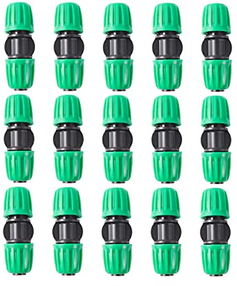 FULAIERGD 15 Stück Teichbewässerung 1/2 Zoll Vinylschlauch (1/2 ID x 0,65 AD) Anti-Drop-Qualitätsfitting (passt 13 mm ID) Kontermuttern Anschlüsse (15 Stück gerade Kupplung)