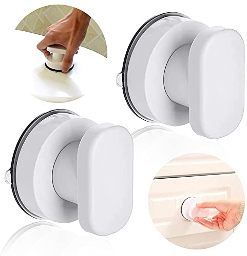 WiDream 2 Pcs S-augnapf Griff Tuer, Saugnapf Griff für Glastürm, Starken Saugnapf für Badezimmer Türgriff, Wiederverwendbar, Tragbare Ohne Bohren, für Badezimmer Balkontüren Küche Schrank Möbel