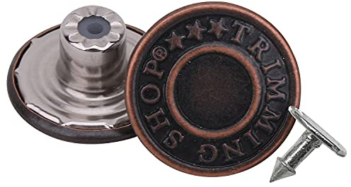 WedDecor Jeansknöpfe aus Messing, Hammer auf Aluminiumrückseite für Kleidung, Reparatur, Jeansjacken, Hosen, Röcke, Lederbekleidung, Kupfer, 14 mm, 10 Stück