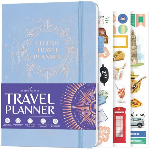 Legend Travel Planner – Vacation Itinerary Organizer – Travelling Journal for Women, Men & Couples – Traveling Log (Periwinkle)