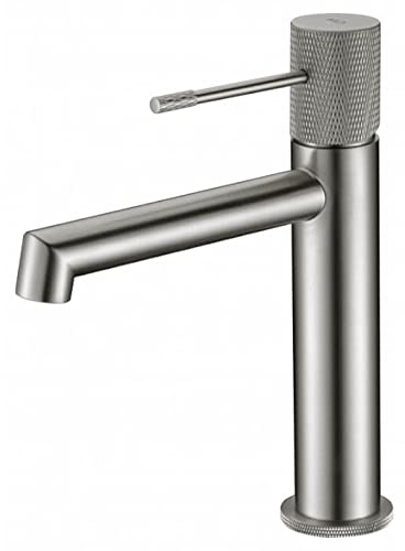IMEX Einhebelmischer für Waschbecken, Waschtischarmatur, Badarmaturen, Waschbecken Armaturen, Kalt/Warmwasser - LINE Serie (gebürstetes Nickel)