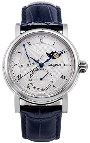 SU2153SW MoonPhase Master Seagull ST2108 Bewegung Saphirglas Automatik mechanische Herrenuhr 1963, Silber, Armband