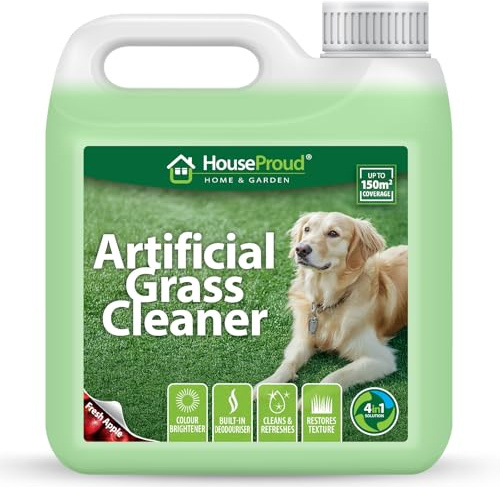 HouseProud Artificial 4in1 Grass Cleaner 1L Super Concentrate: Makes 15 Litres – Pet & Child Safe – Removed Urine, Odour & Bacteria on Astro Turf, Patios & Kennels – Fresh Apple Fragrance - 150sqm