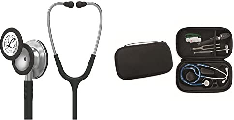 3M Littmann Stéthoscope de Surveillance Classic III, Tubulure Noire, 69 cm, 5620 + GIMA ÉTUI CLASSIC pour stéthoscope - noir.