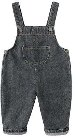 ACMEDE Salopette per Neonati Neonate Salopette da Lavoro, Tuta in Jeans per Bebè Neonata, Tute Salopette in Denim Cotone Tutina Carino Bimbo Pantaloni Jeans Tuta 6 Mesi a 3 Anni (Nero, 9-12 mesi)