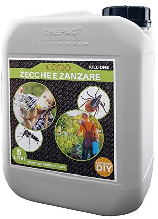 TZYGO ZECCHE E ZANZARE | Insetticida Pronto all'Uso per Esterno - Qualità Professionale - Insetticida per Zecche e Zanzare | Disinfestazione Insetti Alta Efficacia (5 litri)