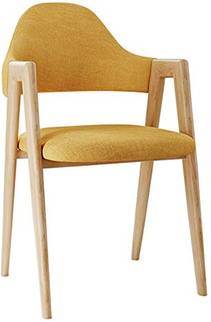 SAFWEL Sessel Esszimmerstühle Hölzerne Art-Starke Metallbeine Essküche Fabric Dining Chairs Ergonomisches Design Stoffkissen lüften Sessel Lagergewicht 120kg (Color : Yellow)