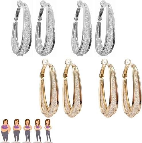 BMHNQ 4 Pares Pendientes Magnéticos de Oreja con Iman y Clip de Acero Inoxidable para Mujer