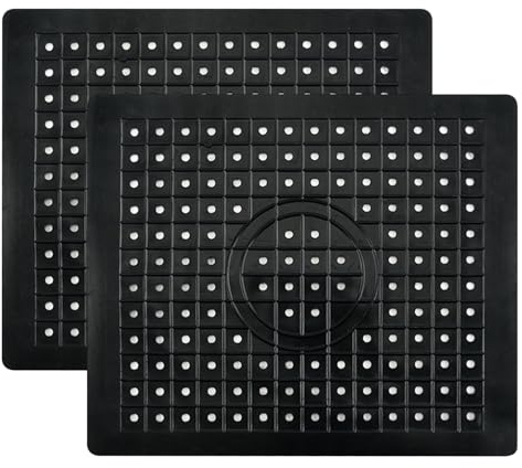 Bncxdc Tapis Evier, Lot de 2 Tapis dévier de Cuisine en Caoutchouc respectueux de lenvironnement, Protection dévier réglable pour Fond dévier de Cuisine, Drainage Rapide, 31,4 x 26,1 cm, Noir