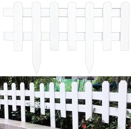 Clôtures de Jardin Décoratives 39,4 (L) X 10 Panneaux Clôture Instantanée Country Corner Picket Garden Creations Clôture en Bois pour Patio Bordure de Clôture de Paysage,27.5 H-White