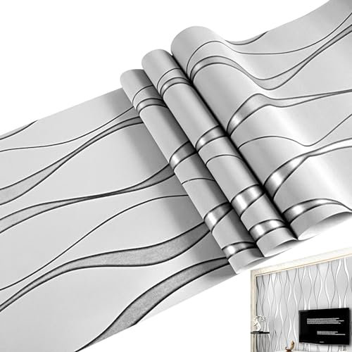 Papel tapiz de rayas para despegar y pegar, papel de contacto moderno con purpurina 3D, rollo de papel tapiz de pared ondulado, extraíble, no tejido, papel tapiz de rayas verticales