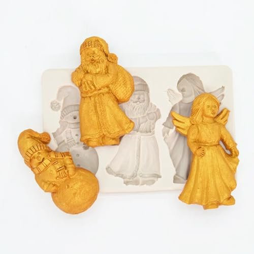 Epoxidharz-Formen, 13,8 x 9 cm, Weihnachtsengel und Schneemann, Silikonform, Dessert, Spitze, Dekoration, Harz, Küchen-Backwerkzeug, Kuchen, Schokolade, Fondant
