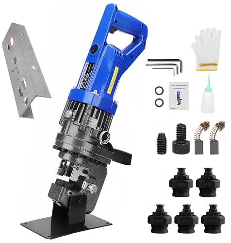 1800W Electric Hydraulic Hole Puncher, Hydraulic Press Punching Tool, Metal Copper Hole Punching Machine with 1/4 3/8 1/2 11/16 4/5 Dies for Steel Iron Aluminum Copper Sheet