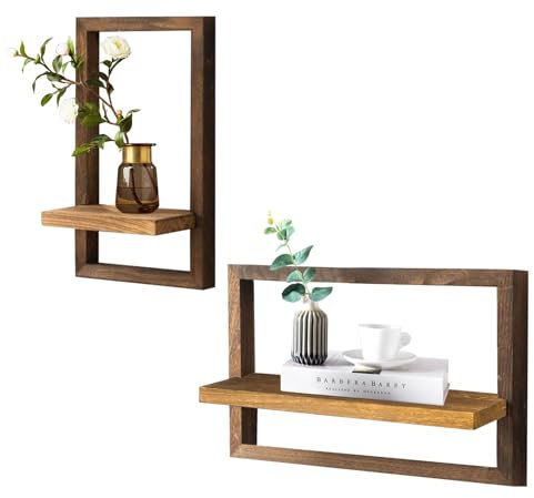 BlyeMichdi Set di 2 Mensola da Cucina con Staffa, Scaffali da Parete in Legno, Mensola da Muro, Decorazioni Parete Soggiorno, Scaffale da Parete per Camera da Letto, Soggiorno, Ufficio, Bagno