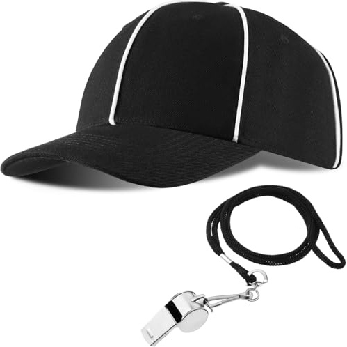 BBTO 2 Sets Referee Hat and Whistle with Lanyard, Football Referee Costume