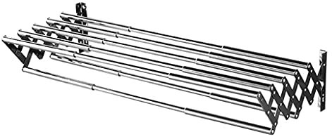 Porte-serviettes mural extensible et pliable en acier inoxydable pour salle de bain avec étagère 48 à 77 cm