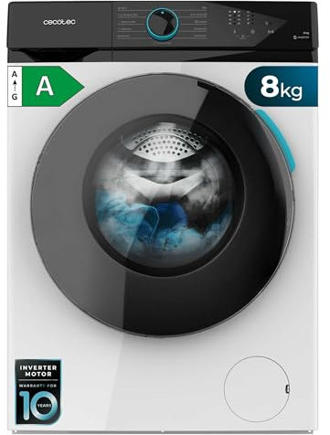 Cecotec Lavadora 8Kg Carga Frontal Bolero DressCode 8110 Inverter. 1200RPM, 11 Programas, Bajo Consumo, Motor Inverter Plus, Steam Max, Drum Clean, Programa Rápido 15', Delay Start y KidLock