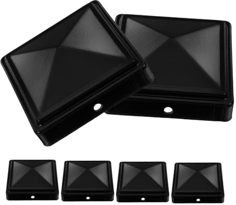 Capuchons de Clôture en Fer Noir, Lot de 6, 80x80 Mm