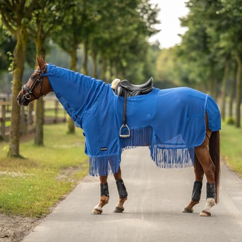 Couverture d'équitation à franges anti-moustiques III, 125, bleu roi