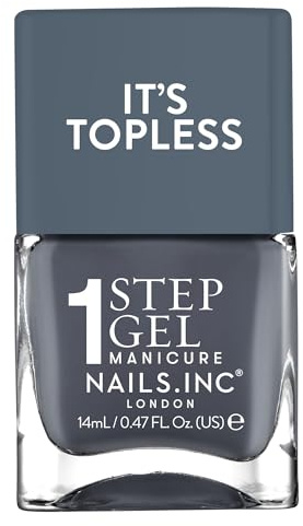 Nails Inc Topless Emily (dunkelgrau) – Gel-Nagellack ohne UV – 1-Schritt-Maniküre mit bis zu 8 Tagen Halt – Schnelltrocknend, vegan & 21-free – Für Kinder & Erwachsene – ohne Base Coat & Top Coat