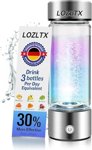 LOZLTX 4.0 Hydrogen Water Bottle Generator【Super Hydrogen Content 3000 PPB】Hydrogen Water Bottle【TOP 1 H2-O2 Separation】Hydroh Hydrogen Water Bottle 2 Brush & 420ML Hydrogen Bottle