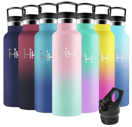 Motswedi Botella Termica, 750ml sin BPA, Botella Agua Acero Inoxidable, Frio/Calor, Botella Agua con Pajita, a Prueba Fugas, Botella Agua Termica para Deporte, Oficina, Yoga, Rosa Claro & Verde Claro