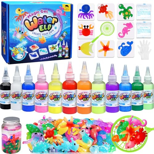 Magic Water Elf Toy Jouet magique en gel avec 12 gels magiques et 8 formes, perles d'eau créatives, cadeau pour filles et garçons de 7 à 9 ans, kit de bricolage pour enfants de 4 à 6 ans