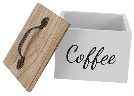 ULTECHNOVO Porta Cápsulas de Café de Madera con Tapa, Blanco para Cocina | Apto para Sobres de Azúcar, Diseño Vintage Blanco, Estructura con Aleación de Zinc y Acceso Fácil