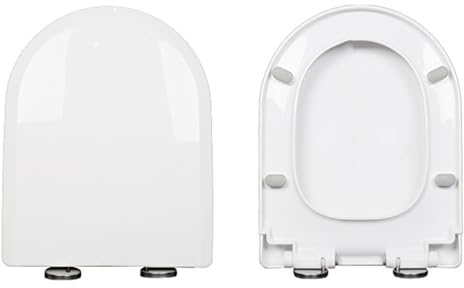 Sedile WC a D/U, Silenzioso e con Chiusura Ammortizzata, con sgancio rapido per Una Facile Pulizia, copriwater Bianco, Cerniera in Metallo Regolabile a 360°, Semplice Fissaggio dall'alto, PP, 35x44 c