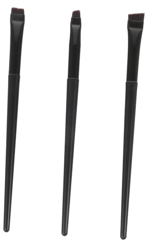 DECOMELODY Pinceles Delineadores de Ojos y Cejas Mango Cómodo Diseño Estilizado en Plástico y Aluminio Set de 3 para Maquillaje Preciso y Profesional