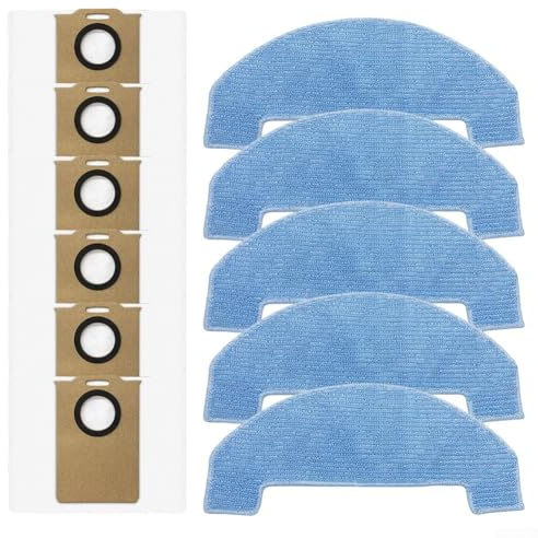 Juego completo de paño de fregona y bolsas de polvo de repuesto para aspiradora Ultenic para T10 Lite compatible con modelo Pro para mantener un entorno de polvo